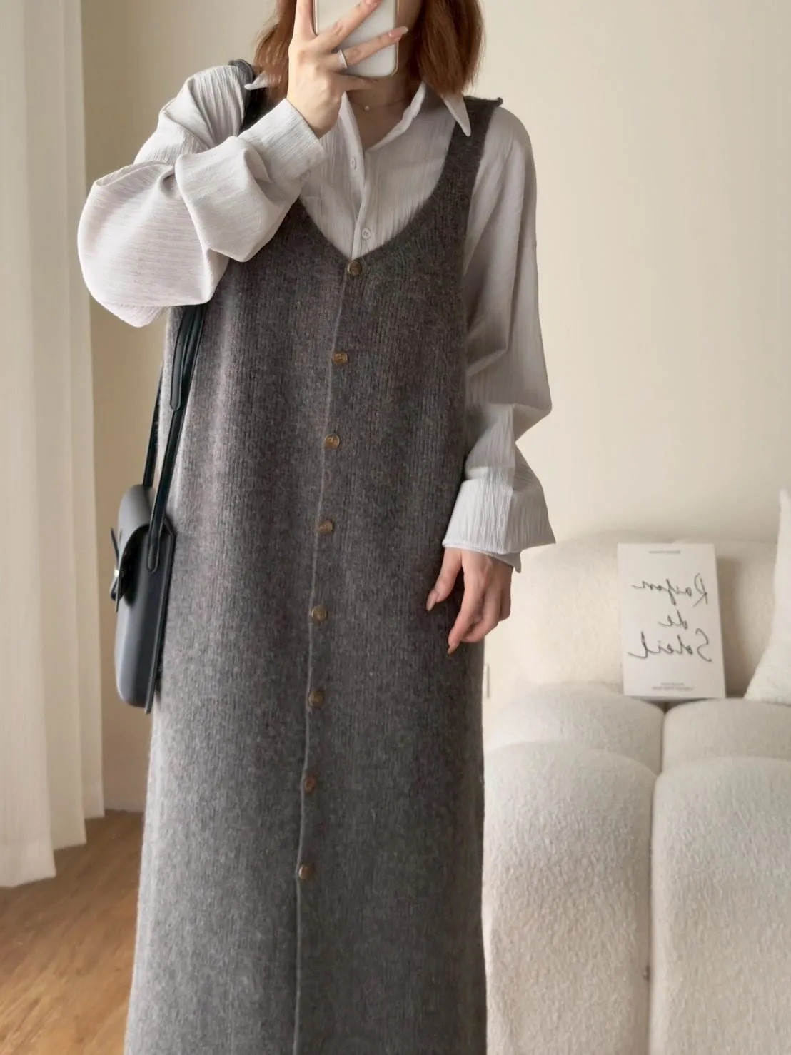 毛料排釦背心長洋