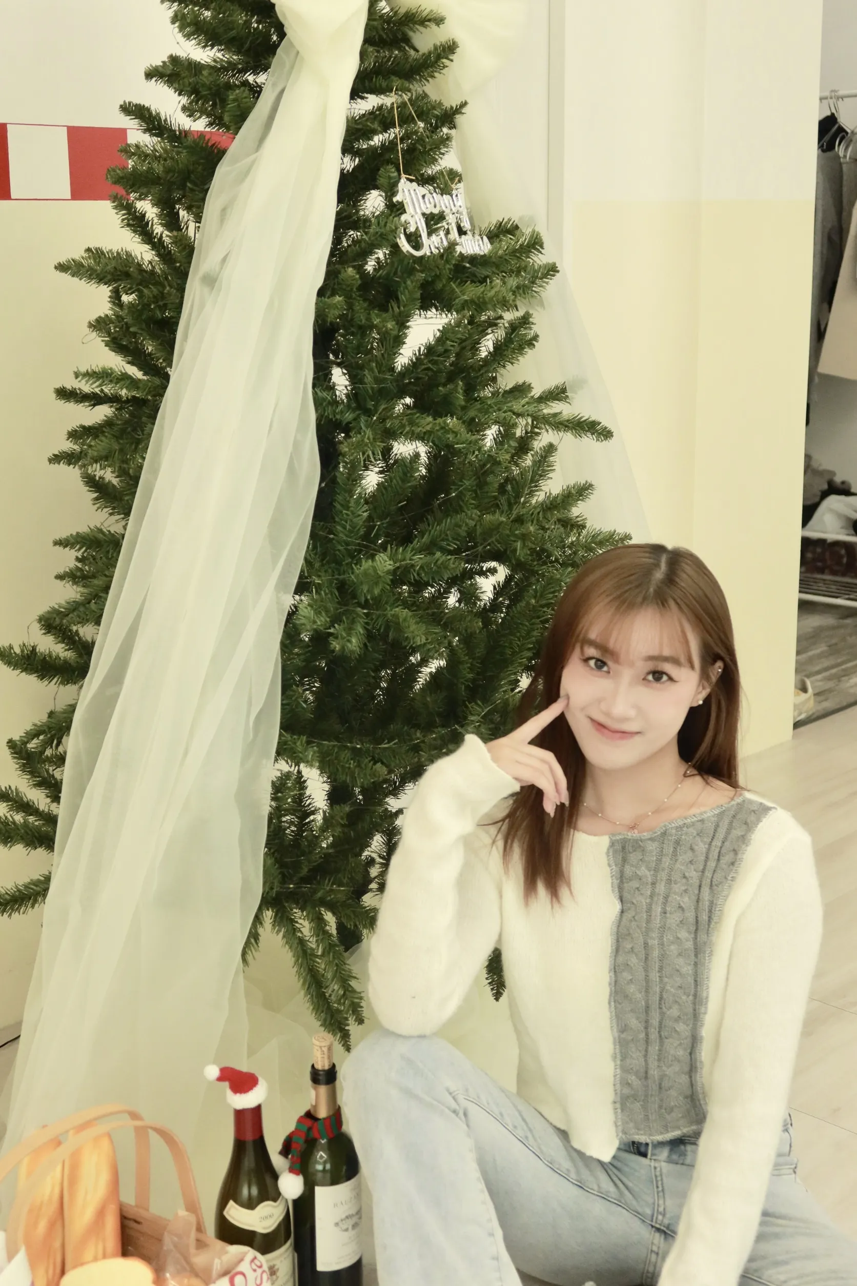 正韓麻花拼色針織短款毛衣