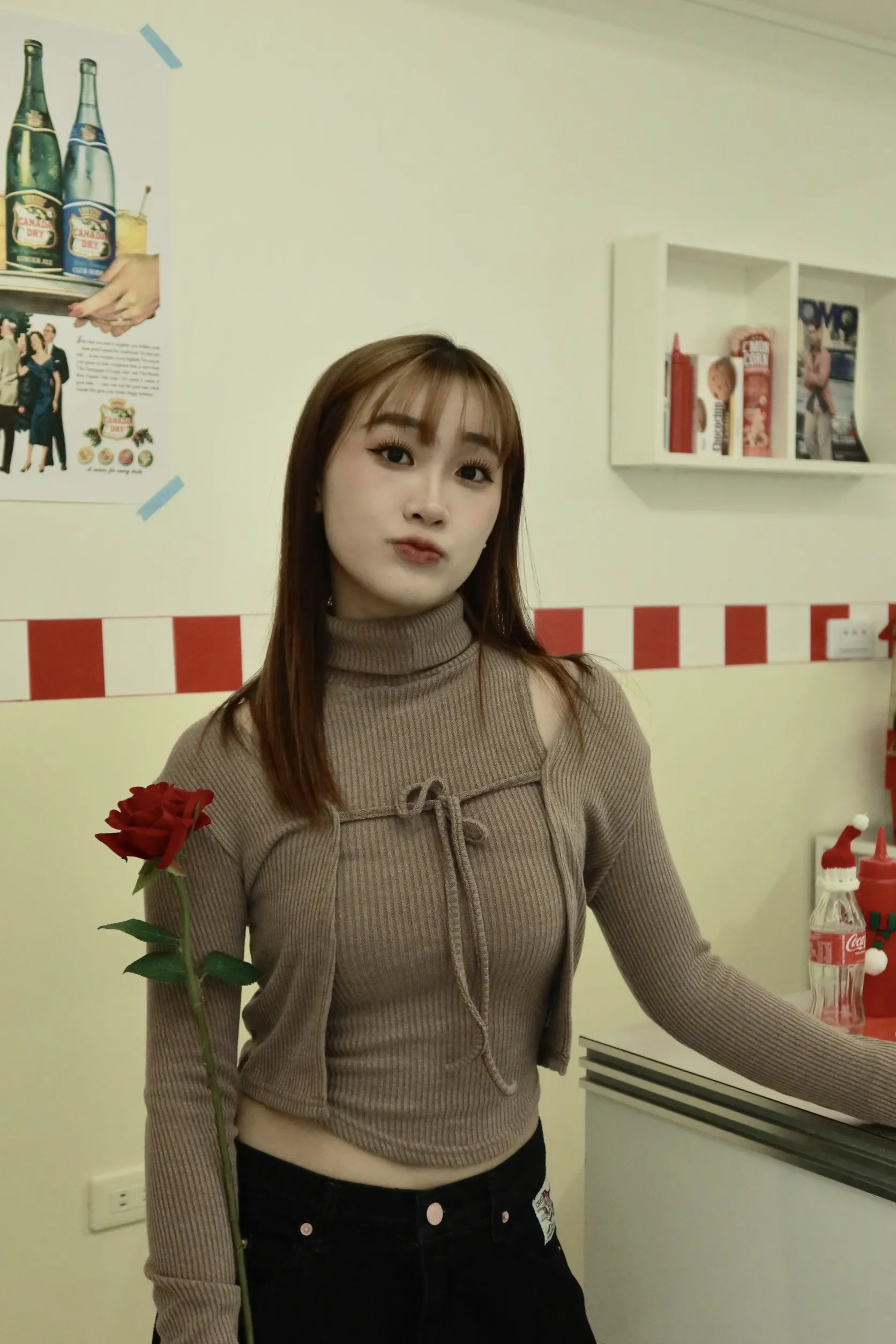 正韓高領開衫套裝