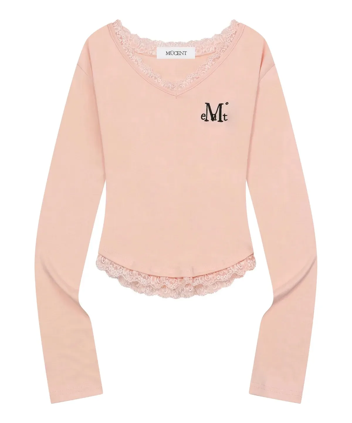 【預購】 MUCENT SUNNIOR LACE V-NECK LONG SLEEVE T 熱銷款 蕾絲 Ｖ領修身上衣