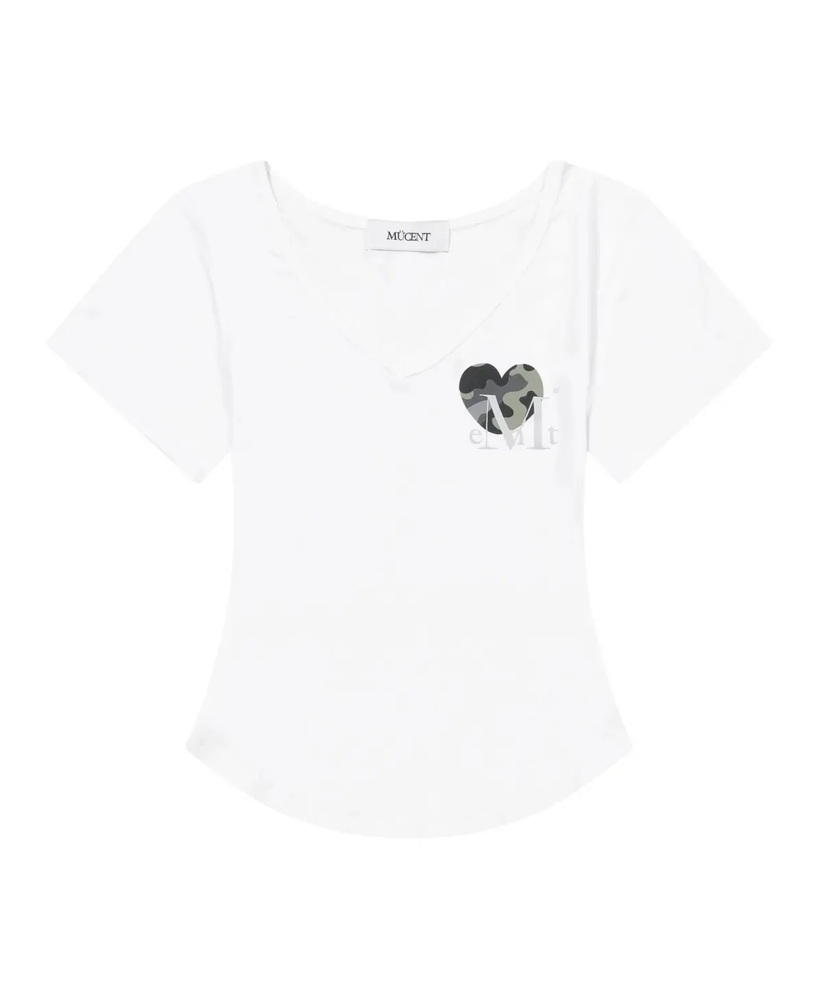 【預購】 MUCENT VAINT HEART CAMO V-NECK HALF T  迷彩 愛心 下圓弧修身上衣