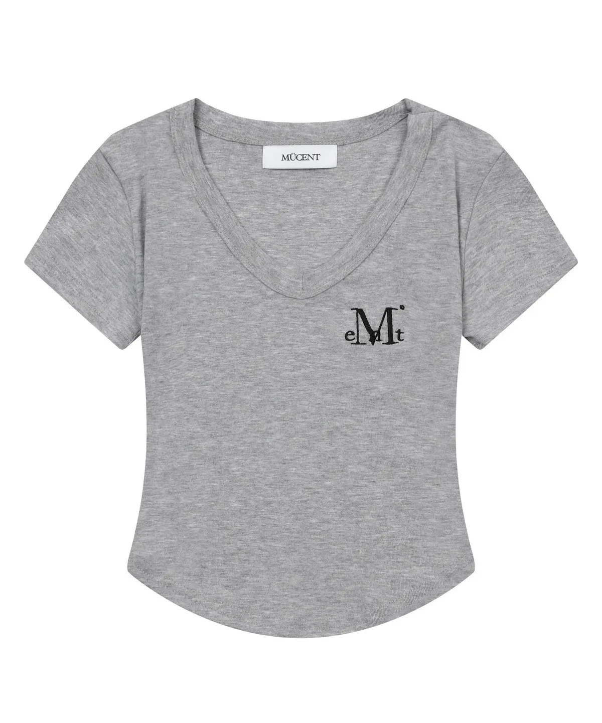 【預購】 MUCENT VELIN V-NECK CROP HALF T 刺繡 V領 修身上衣