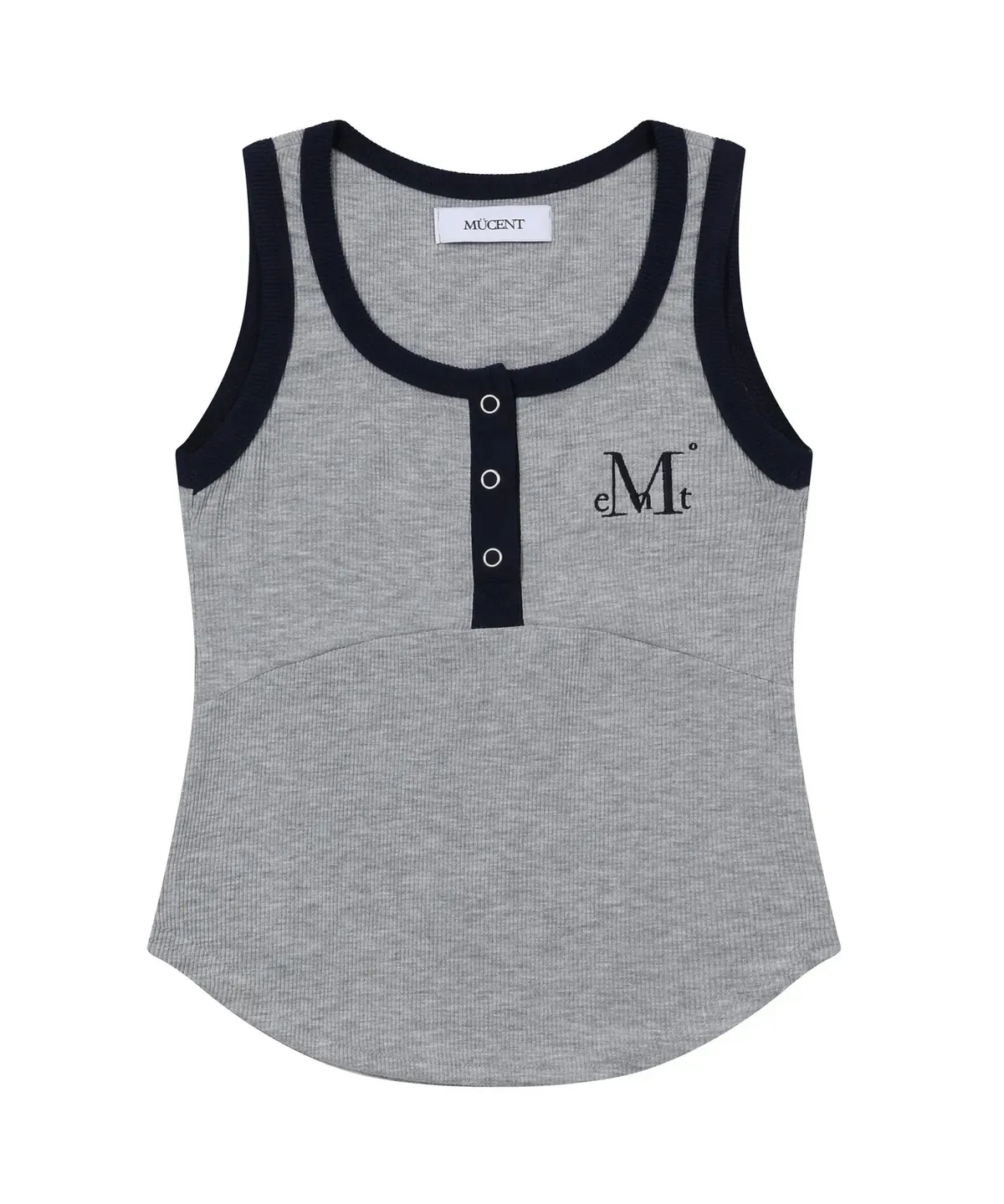 【預購】 MUCENT COLOR-POP BUTTON CROP SLEEVELESS 滾邊 配色 下圓弧 修身背心