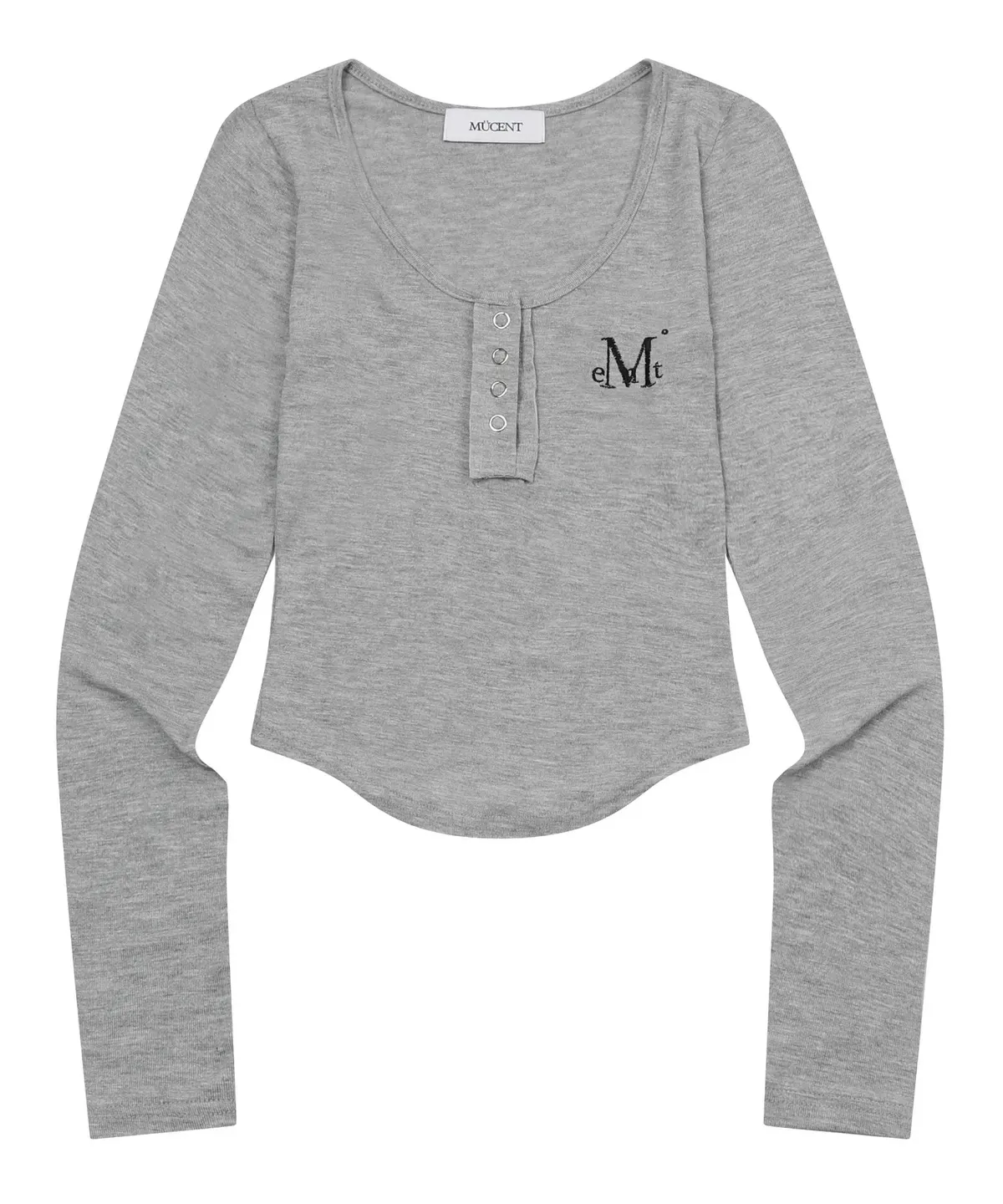 【預購】 MUCENT HARING SIGNATURE LOGO SNAP BUTTON U NECK T 半開扣 刺繡 修身上衣