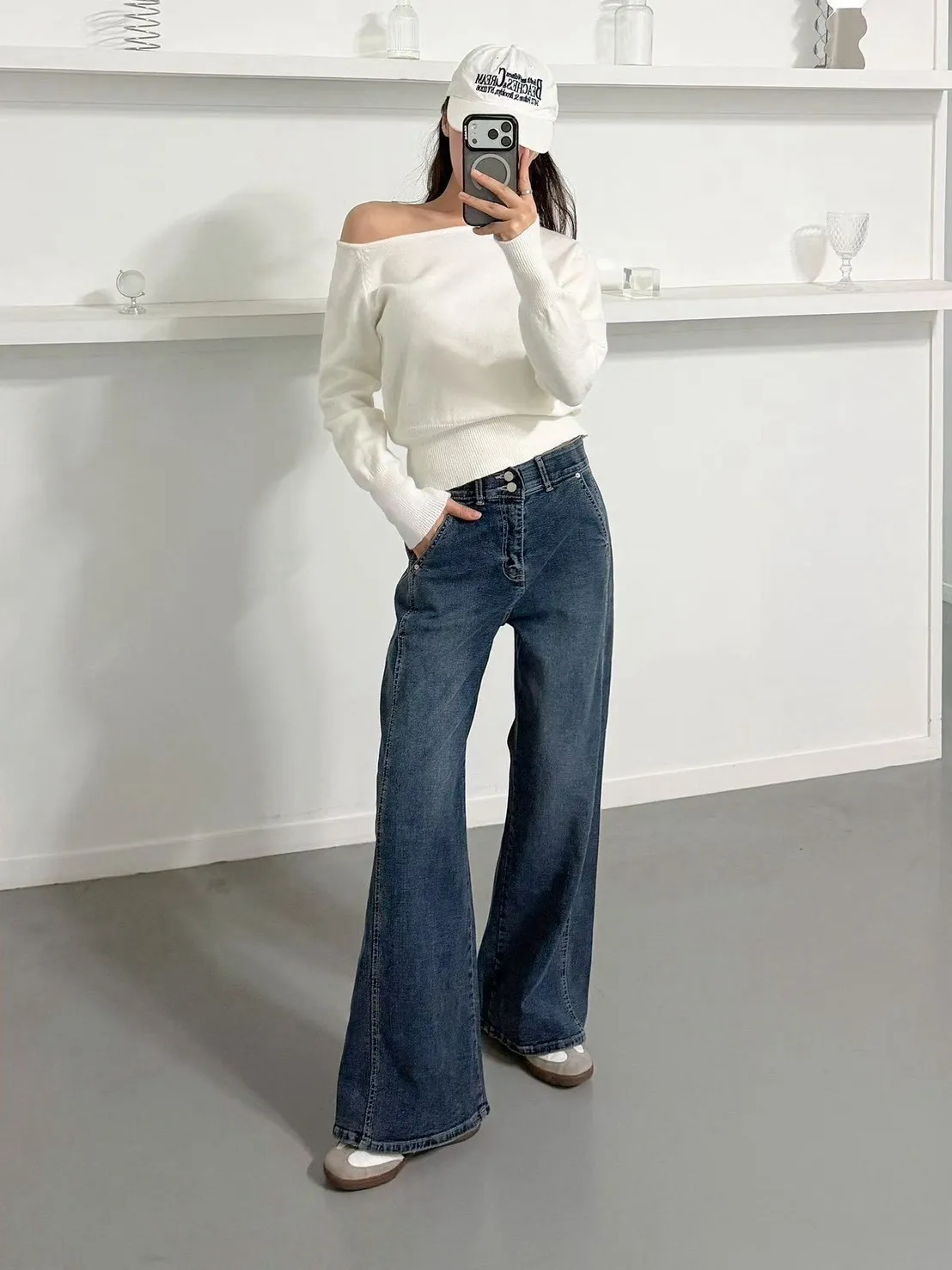 OPPAN正韓No.504 側開衩寬版牛仔褲