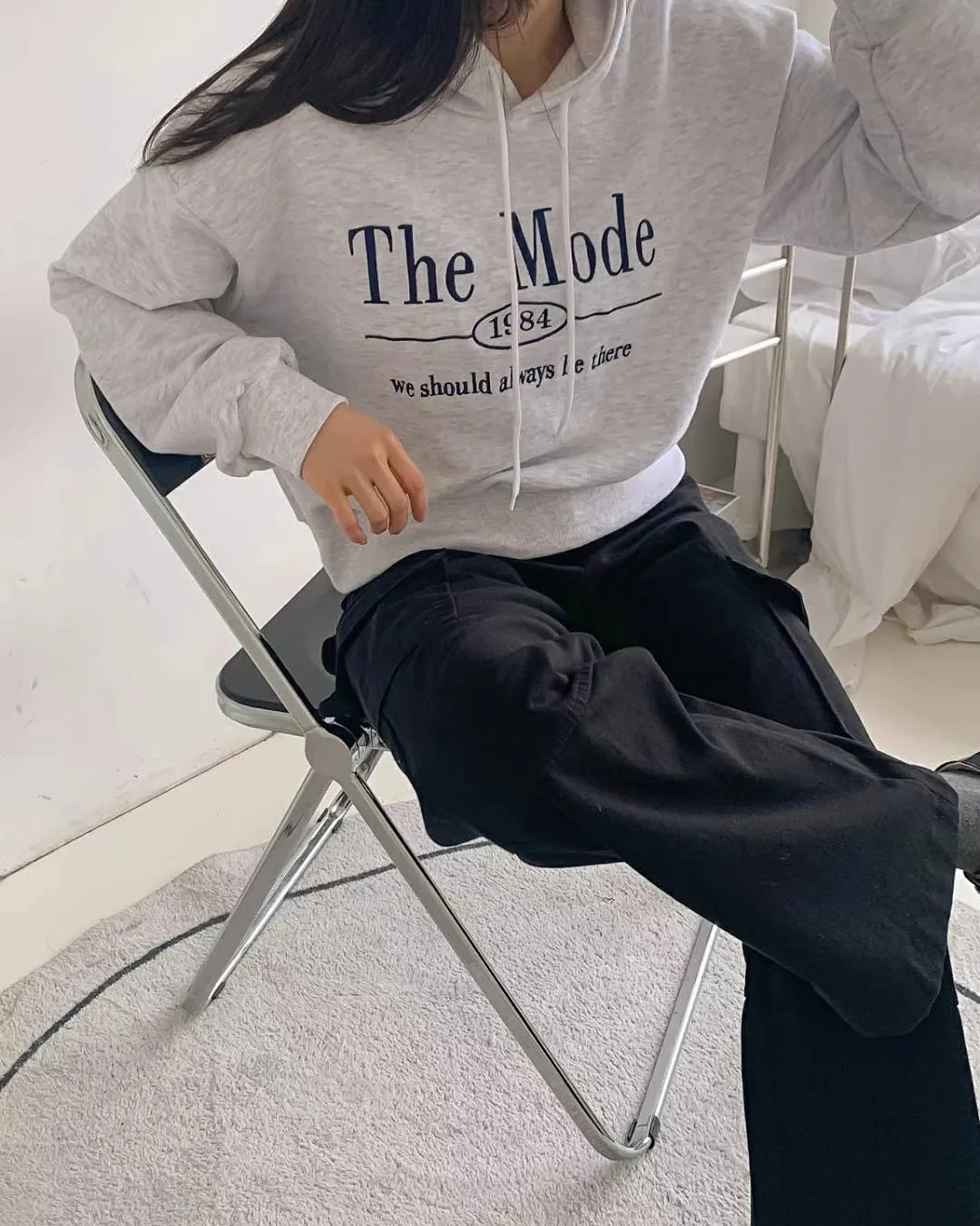 正韓-刺繡經典微短不露肚帽踢모드HD 