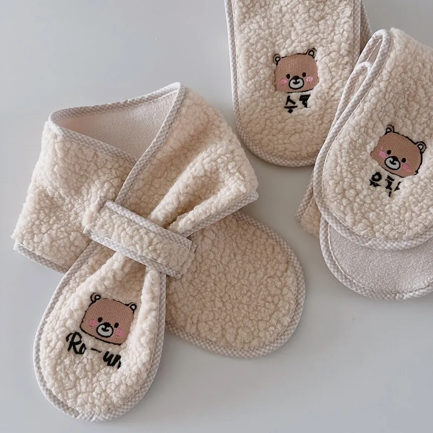 韓國客製化-正韓兒童保暖圍巾整條親膚不會發癢