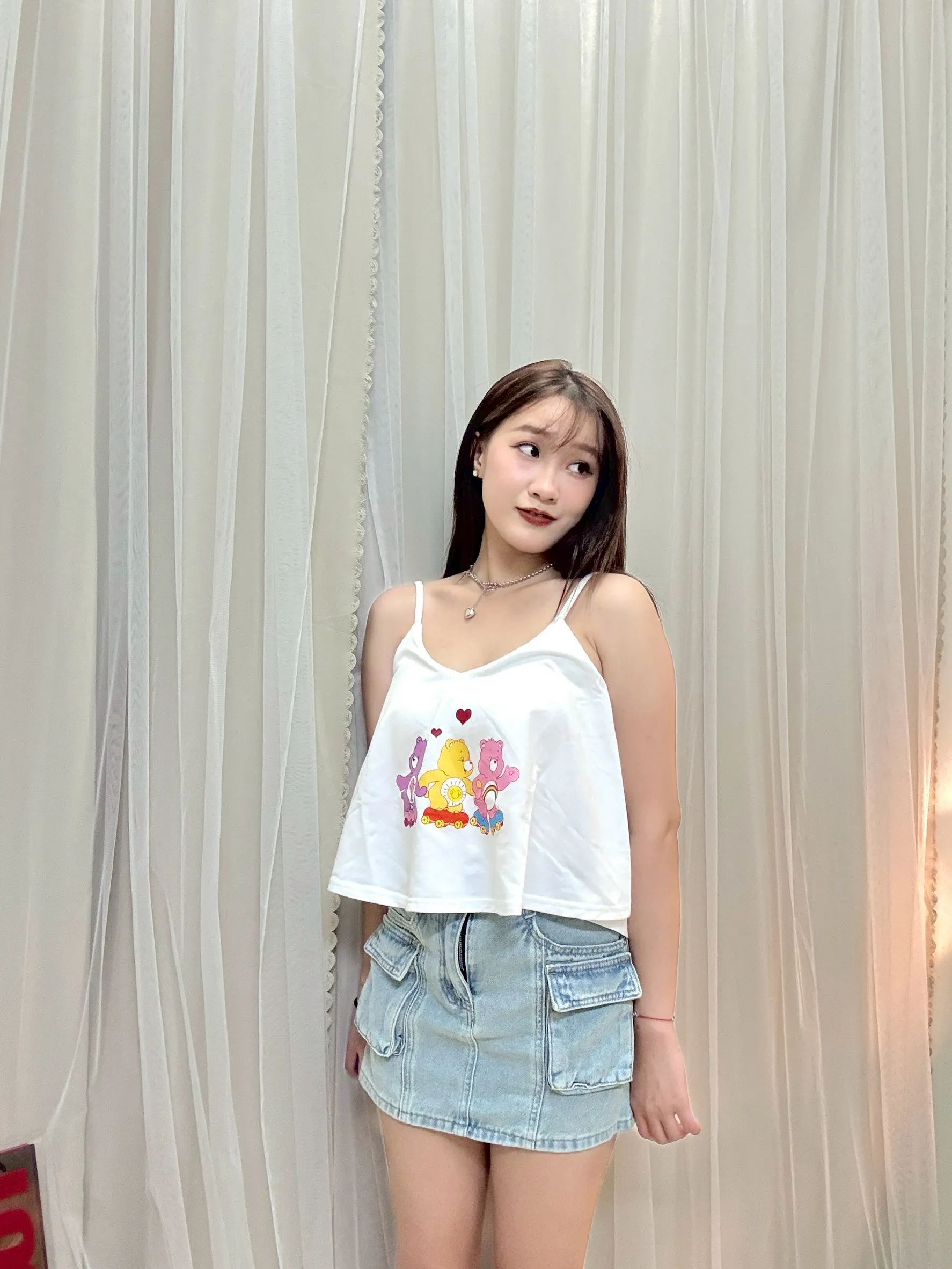 海邊必穿-彩虹小熊細肩傘洋上衣