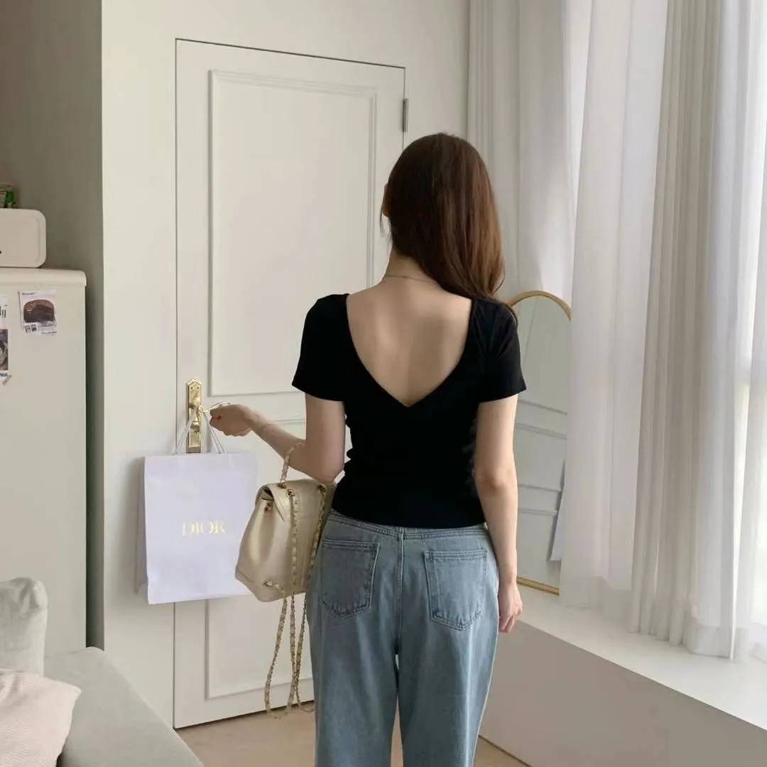 正韓露背顯瘦兩面穿上衣