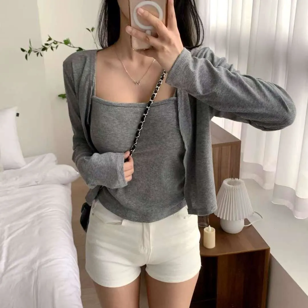 正韓基礎直條紋兩件套