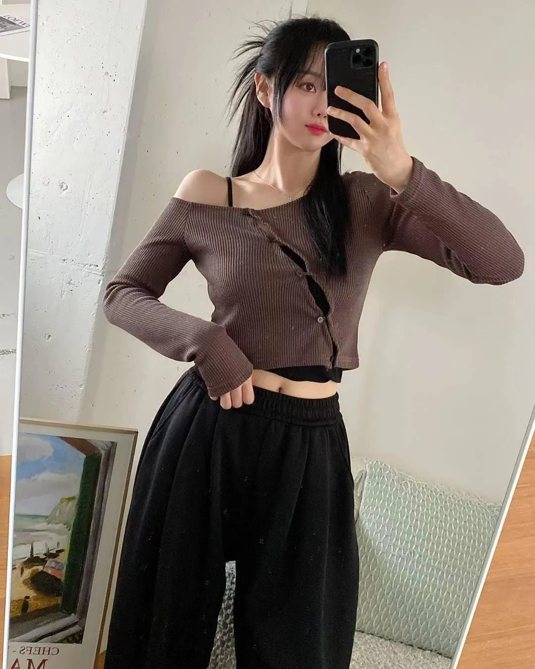 正韓雪莉不規則開衫