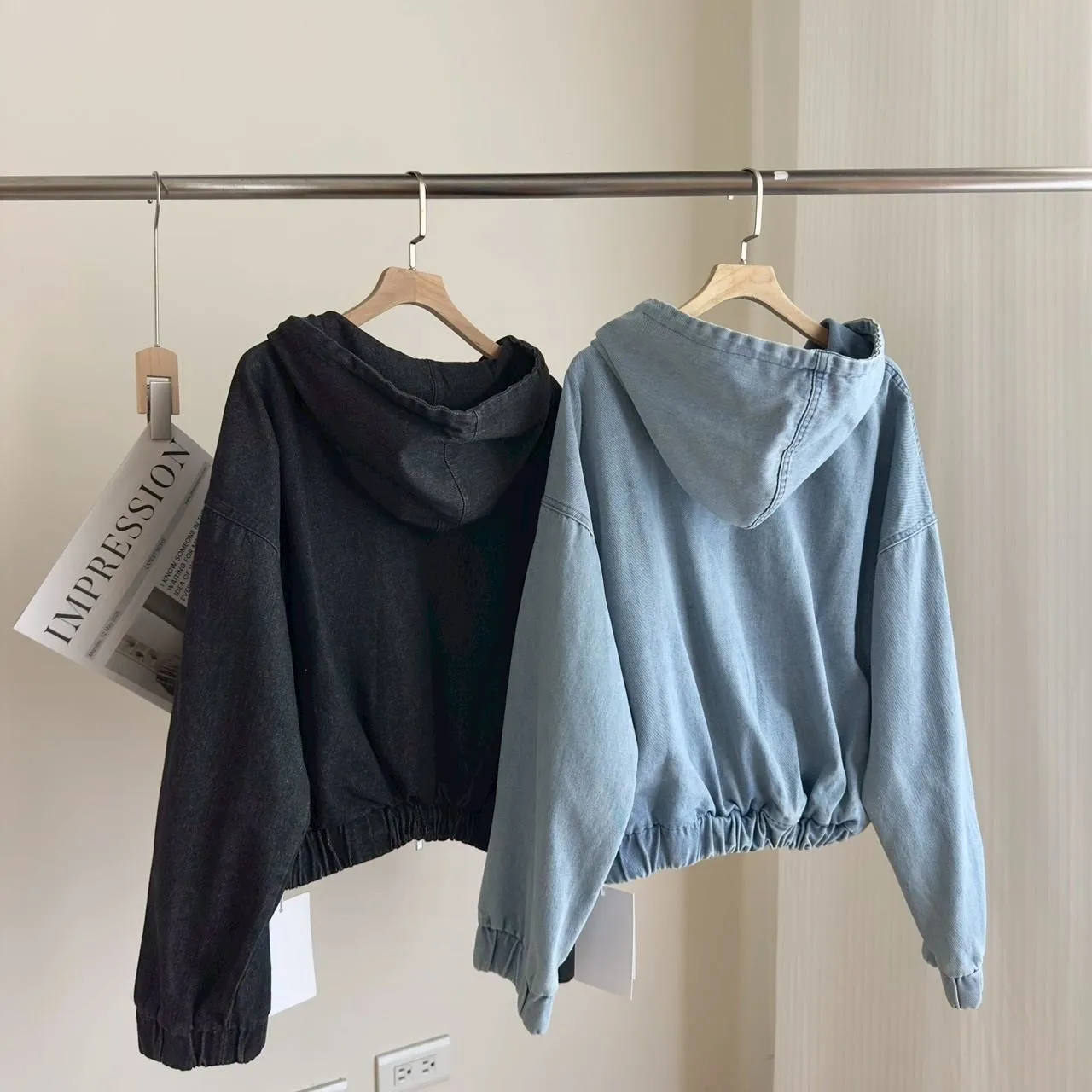 牛仔連帽拉鍊外套