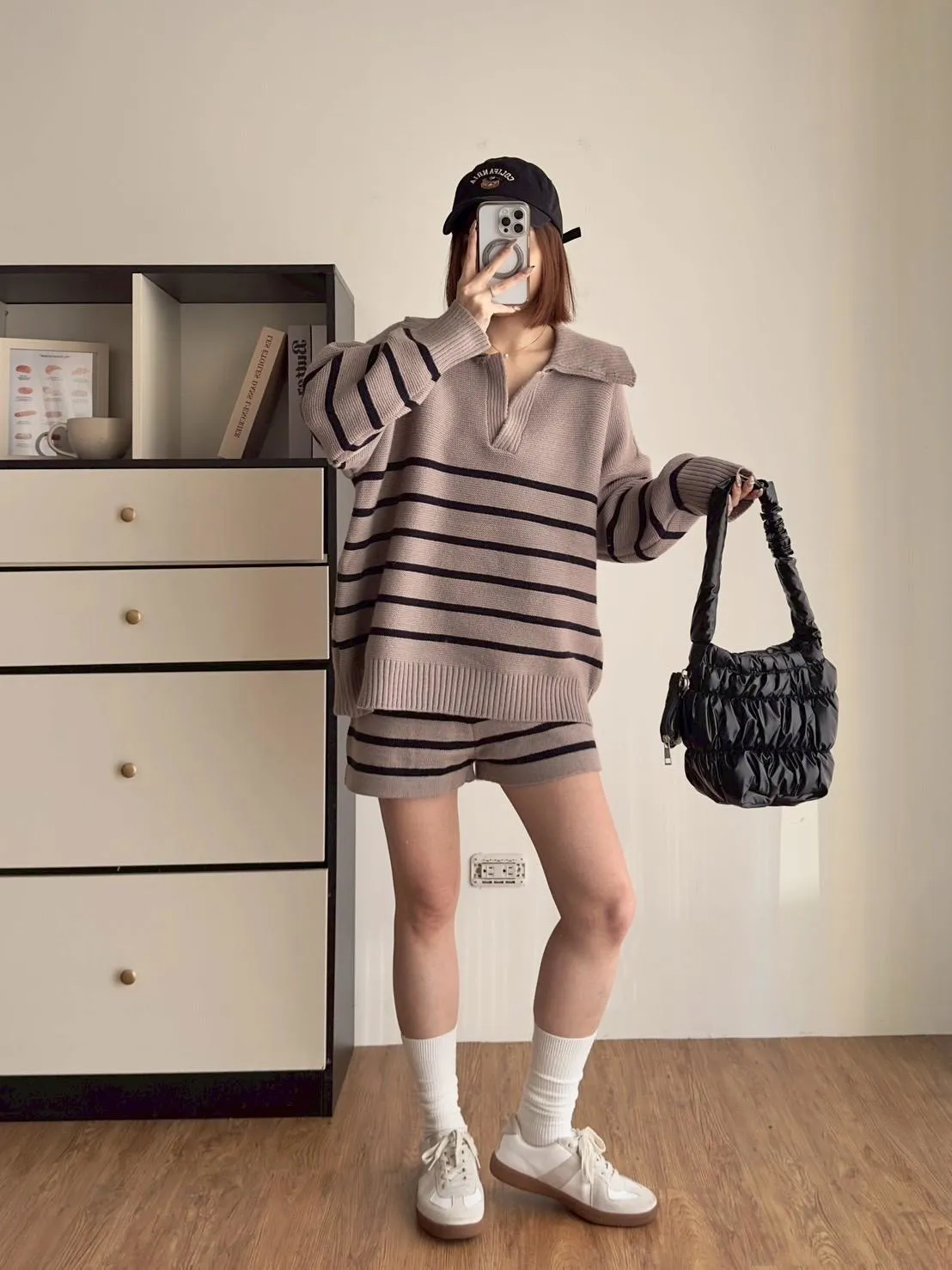 橫條PORO毛衣➕短褲套裝