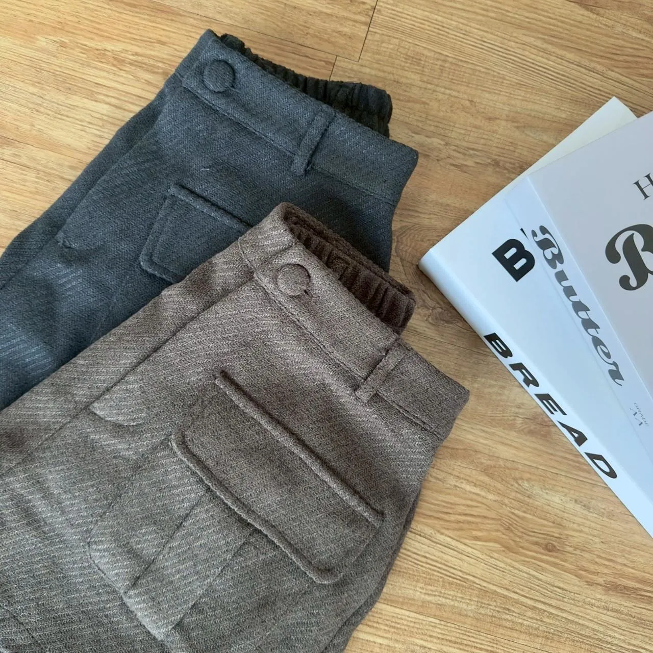 包釦立體口袋毛料短褲