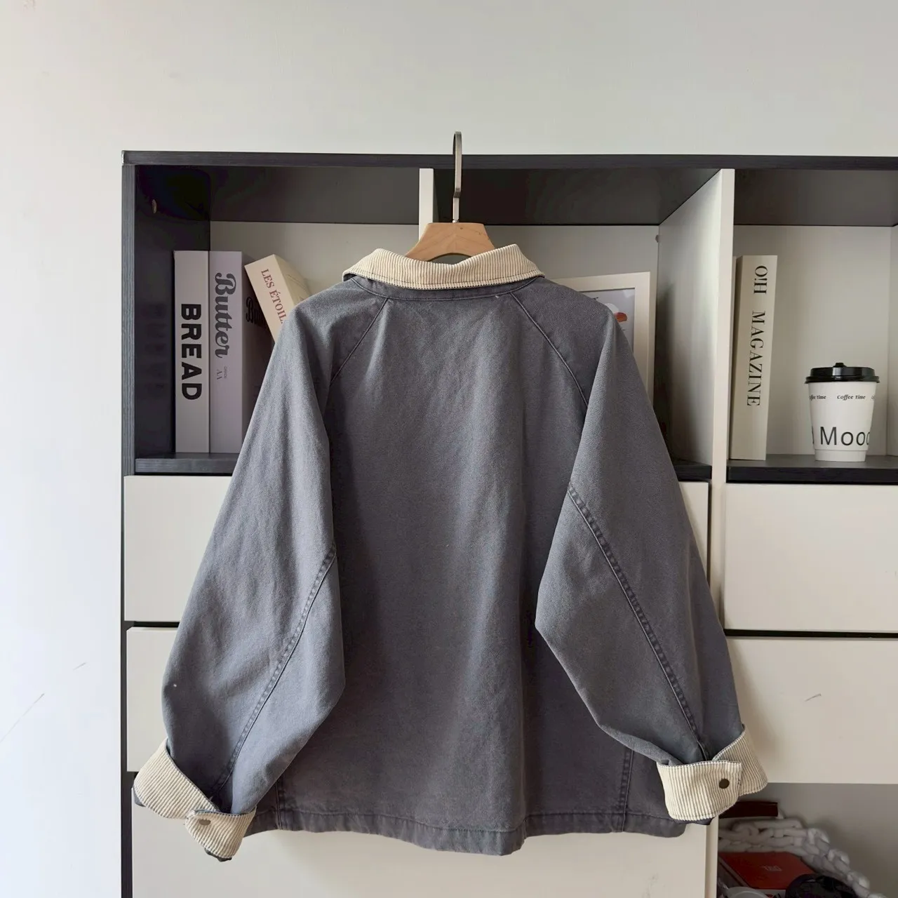 牛仔撞色領外套