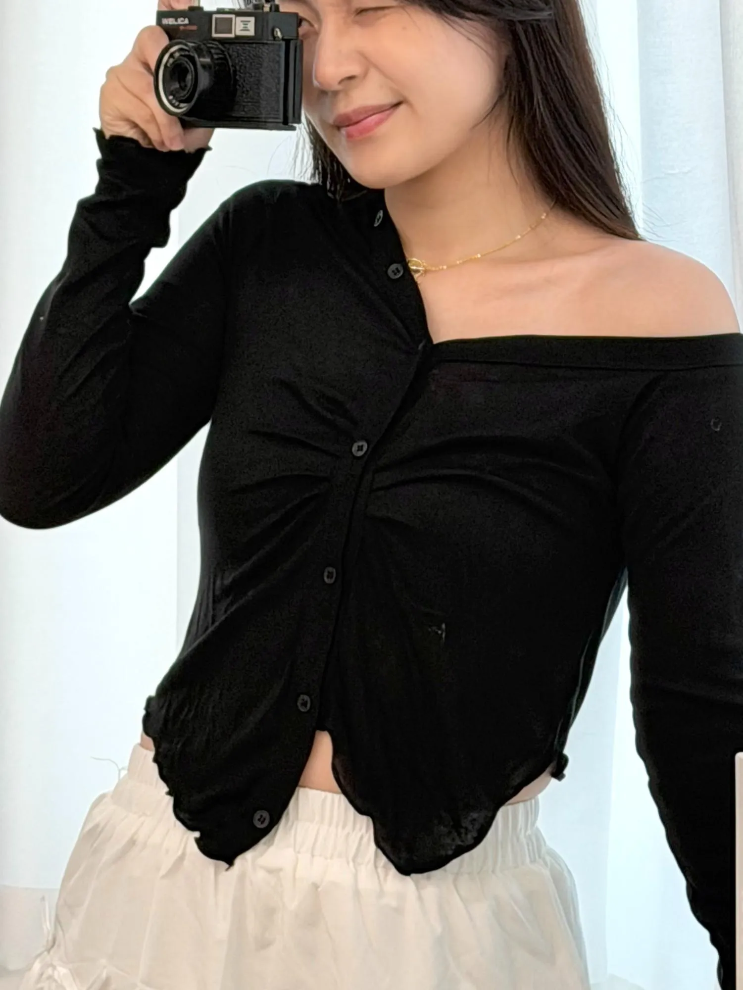 正韓羊毛材質不對稱披肩開衫