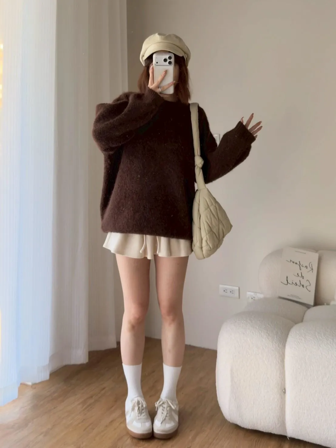 大版圓領顆粒馬海毛毛衣