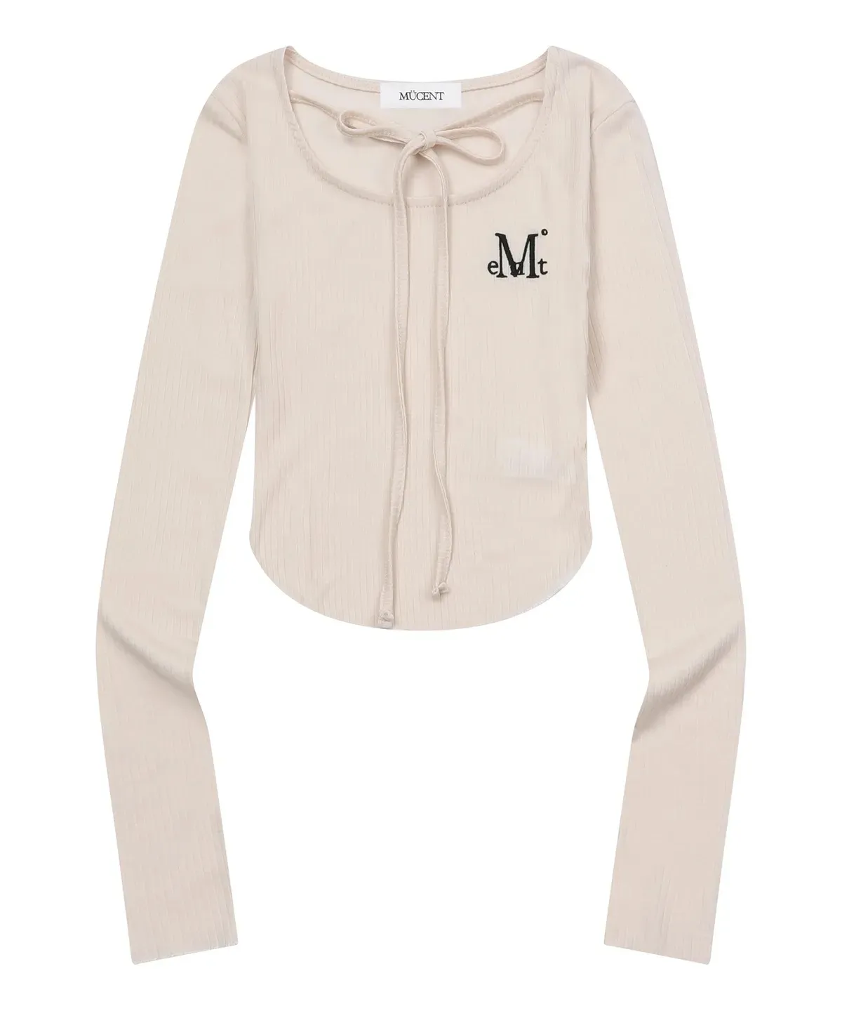【預購】 MUCENT VERION STRAP RIBBON LONG SLEEVE T 繞脖 綁脖 下圓弧修身上衣