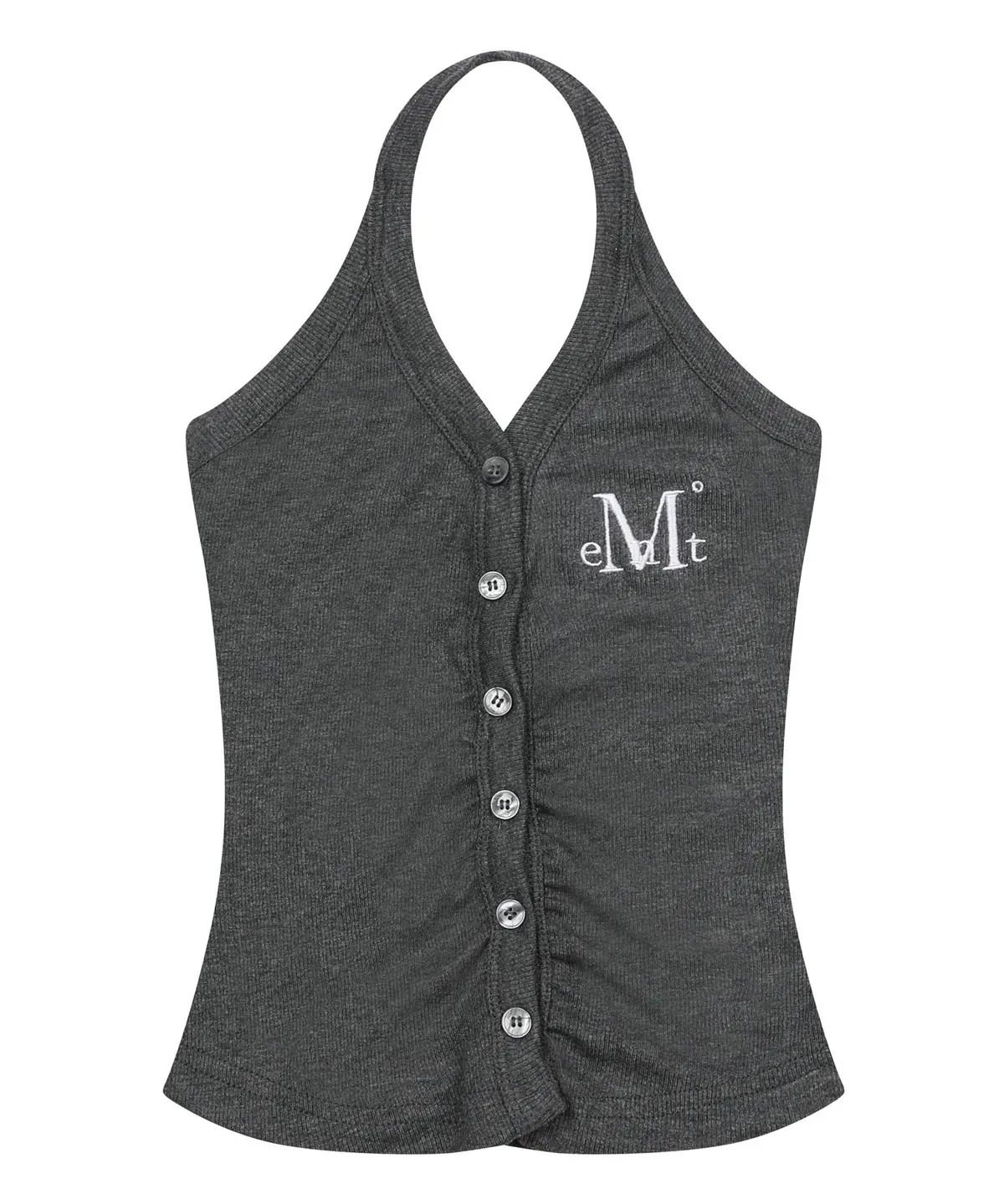 【預購】 MUCENT MERA HALTER NECK CROP SLEEVELESS 前抓皺  排扣 掛脖背心