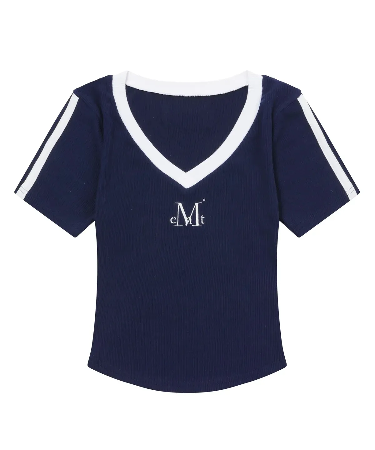 【預購】 MUCENT BINDING TRACK LINE HALF SLEEVE T 滾邊 V領上衣