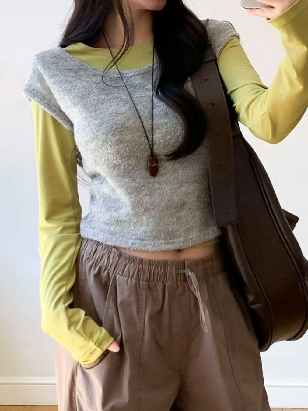 正韓打底＋背心真兩件式上衣