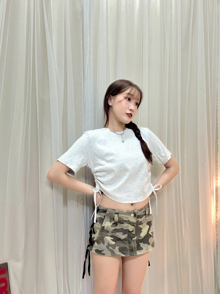 韓風日常-下抽繩圓領短T