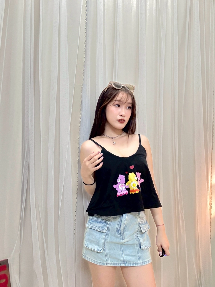 海邊必穿-彩虹小熊細肩傘洋上衣