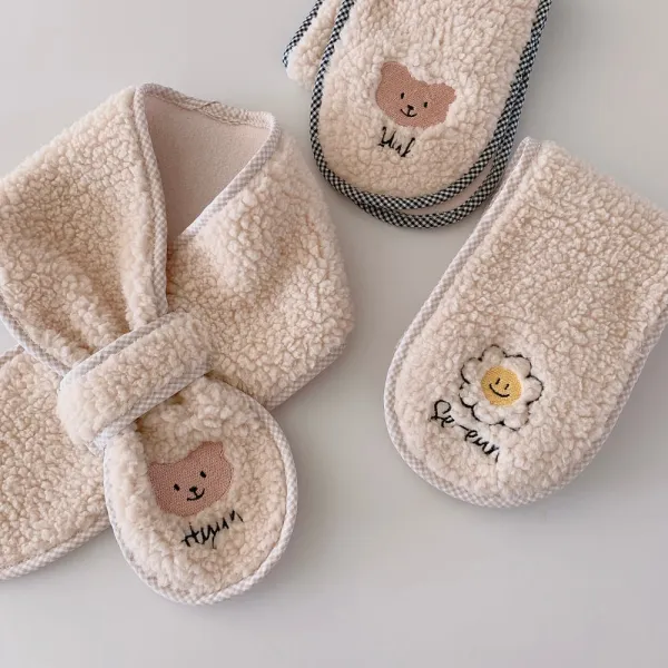 韓國客製化-正韓兒童保暖圍巾整條親膚不會發癢