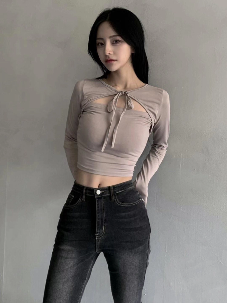 正韓吊帶短外套蝴蝶結喇叭袖上衣