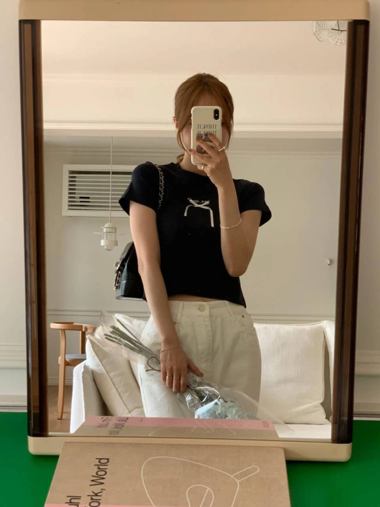 ️正韓 親膚蝴蝶結彈力上衣