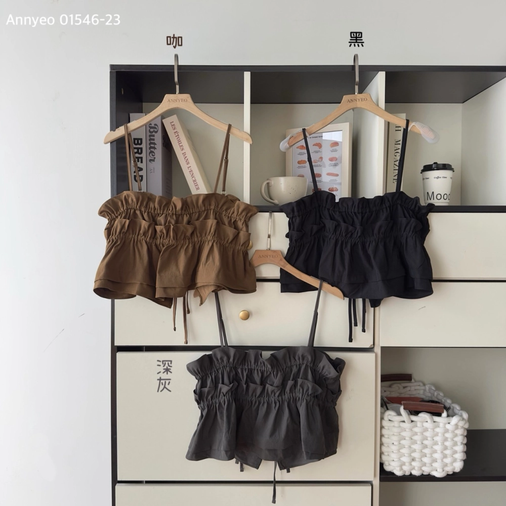 綁帶荷葉細肩背心