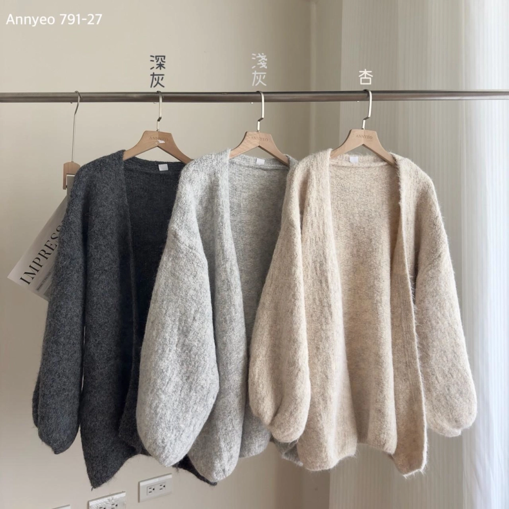 奶糯馬海毛泡袖罩衫外套