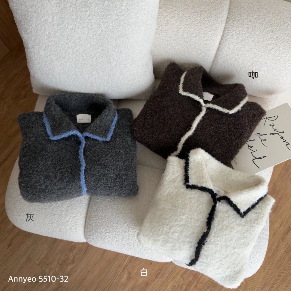 撞色邊娃娃領毛衣