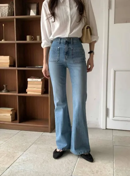 正韓雙口袋修身顯瘦長褲