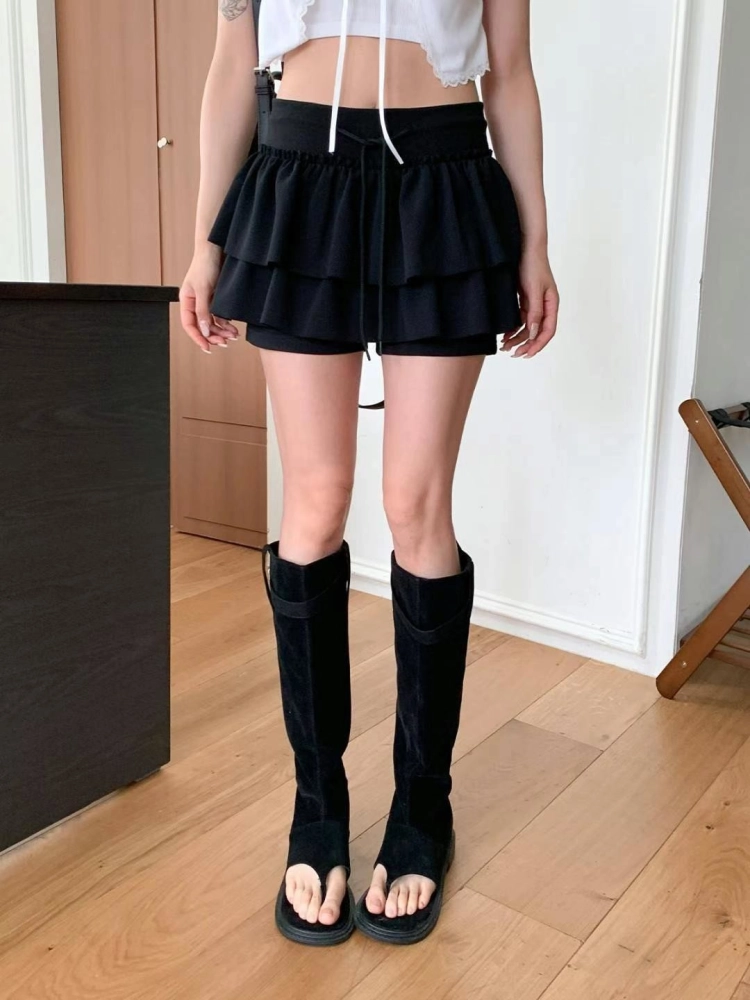 正韓綁帶蛋糕短褲裙
