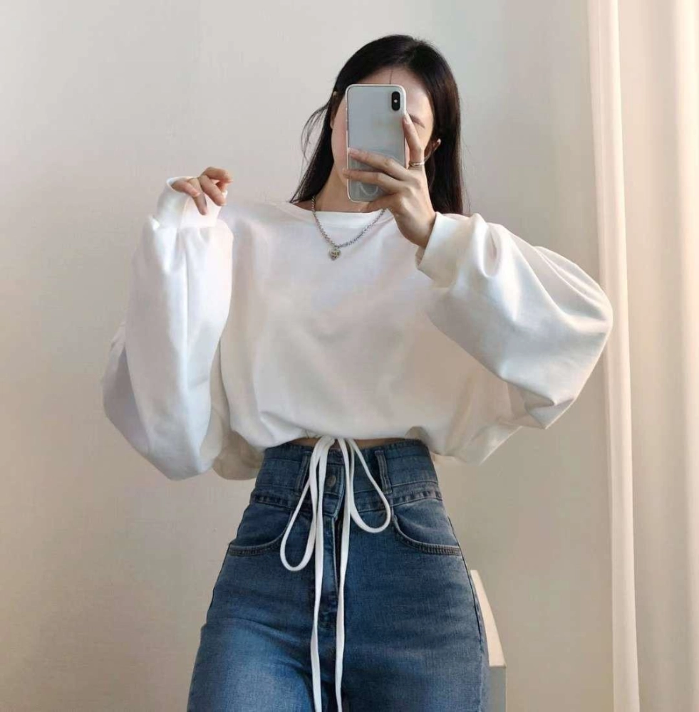 正韓寬鬆短板綁帶上衣