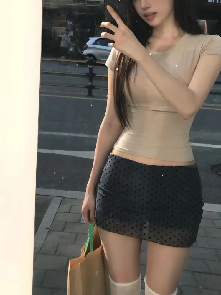 正韓迷你泡泡點點褲裙