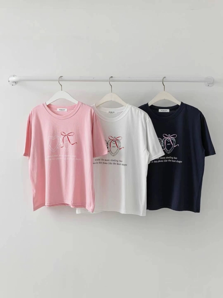 正韓雙愛心蝴蝶結T