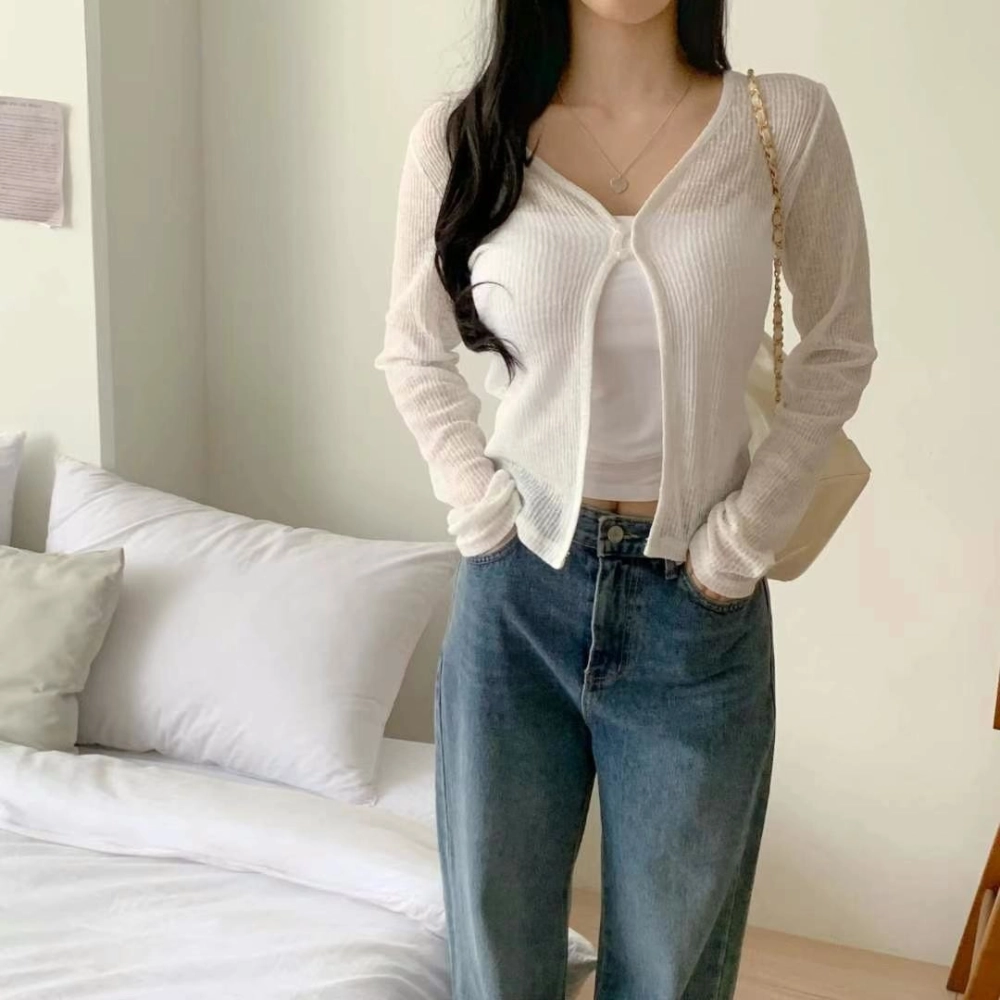 正韓直條紋防曬外套 