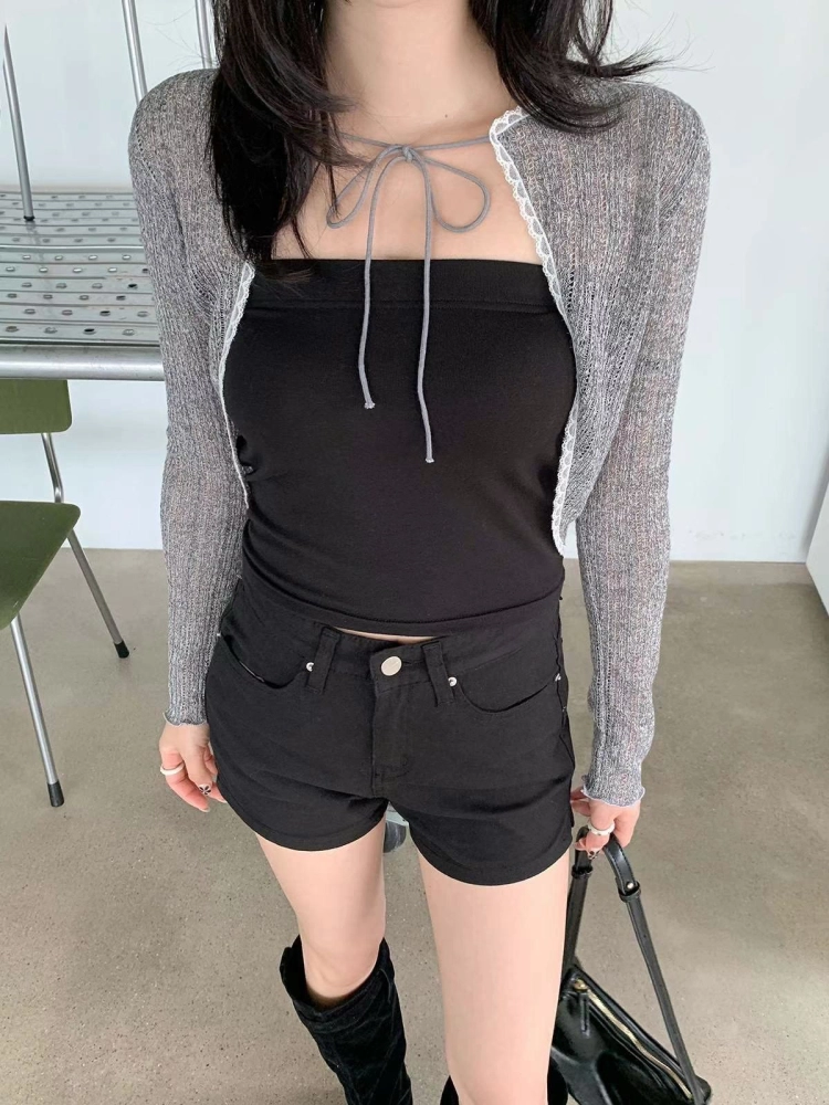 正韓蕾絲邊綁帶小外罩