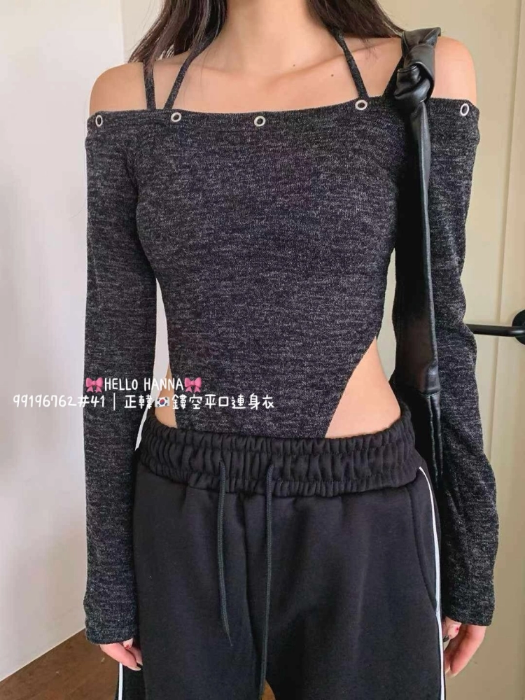 正韓鏤空平口連身衣