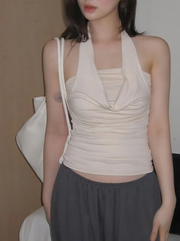 正韓垂墜抹胸上衣