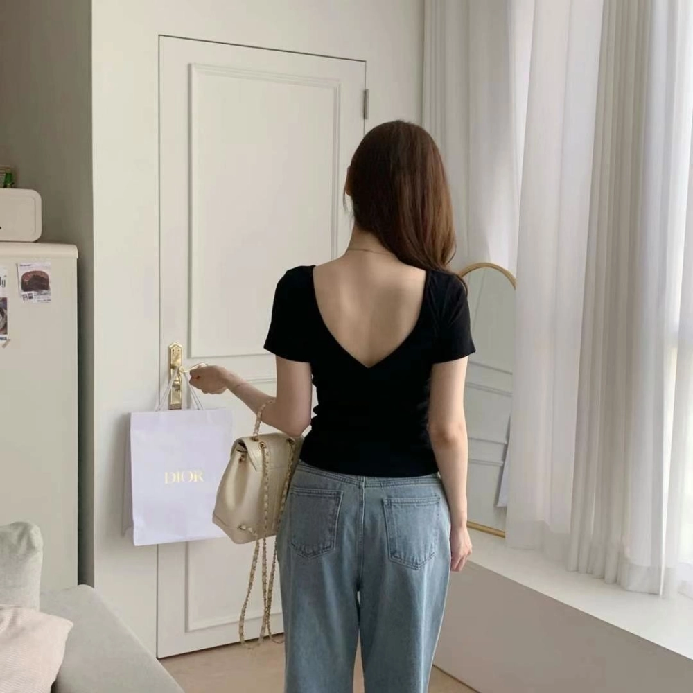 正韓露背顯瘦兩面穿上衣