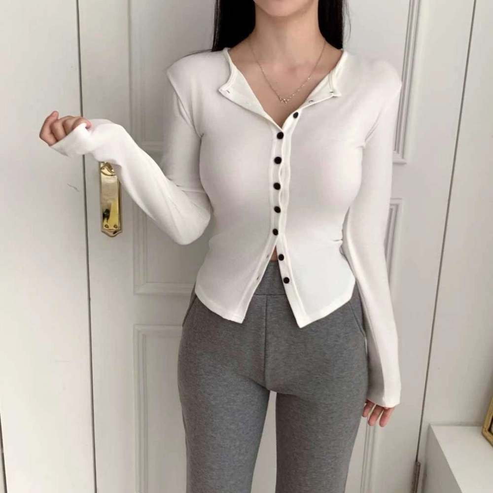正韓日常鈕扣開衫上衣