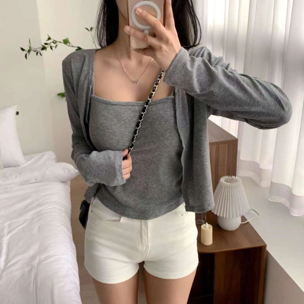 正韓基礎直條紋兩件套